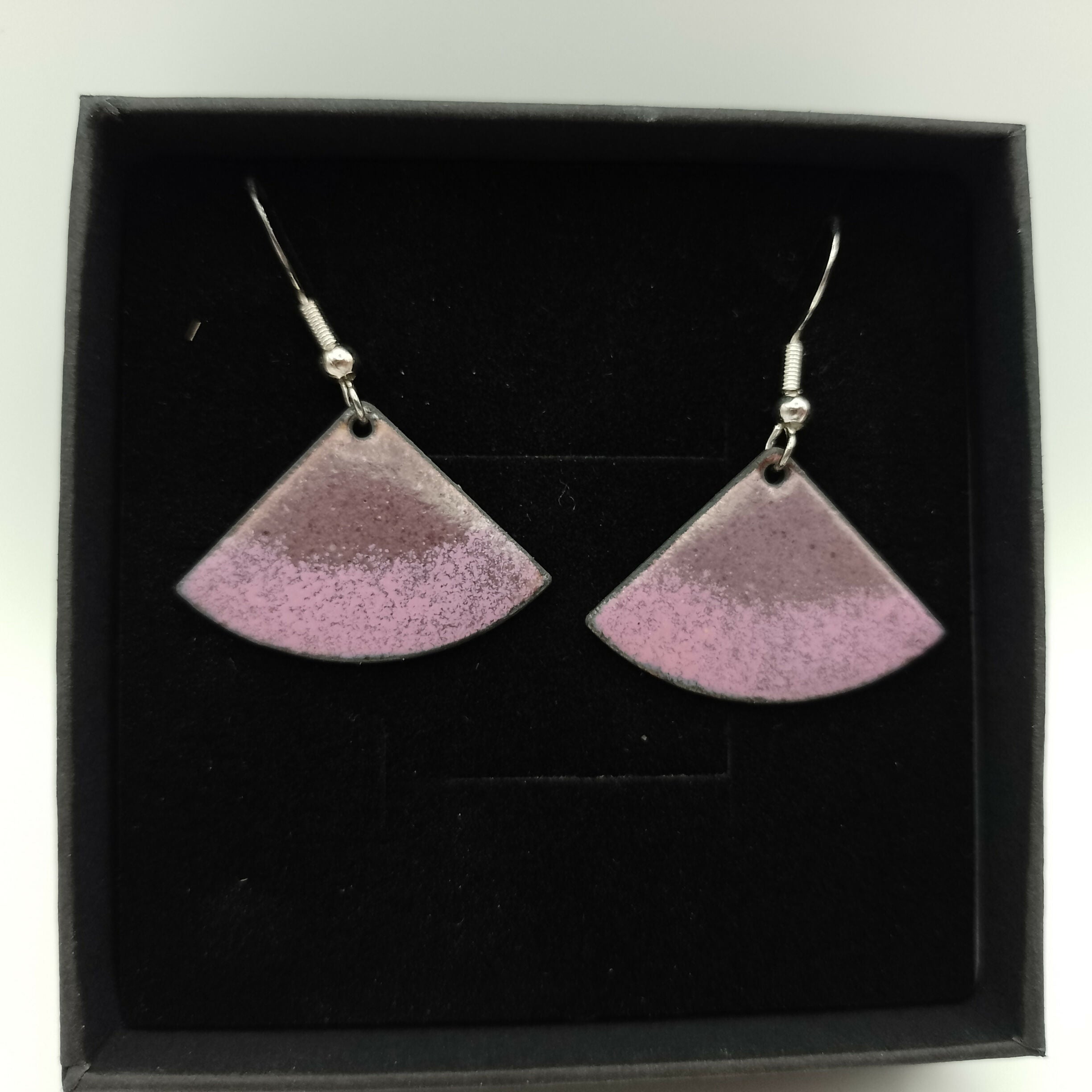 Purple and Pink Fan Enamel Earrings