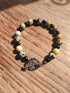 Tibetan Silver Toggle Catch Bracelet with Faceted Black Onyx, Dalmatian Jasper & Yellow Turquoise.