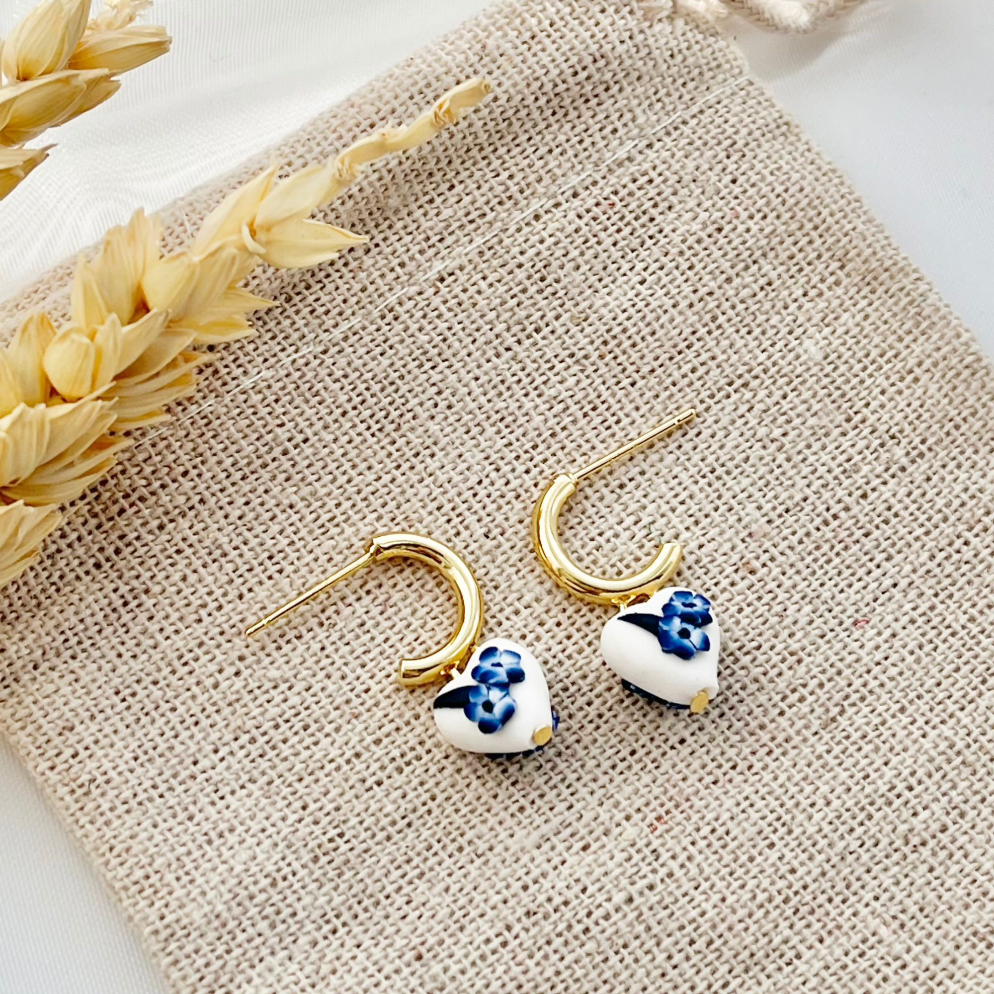 Blue China No. 10 - Handmade Polymer Clay Earrings