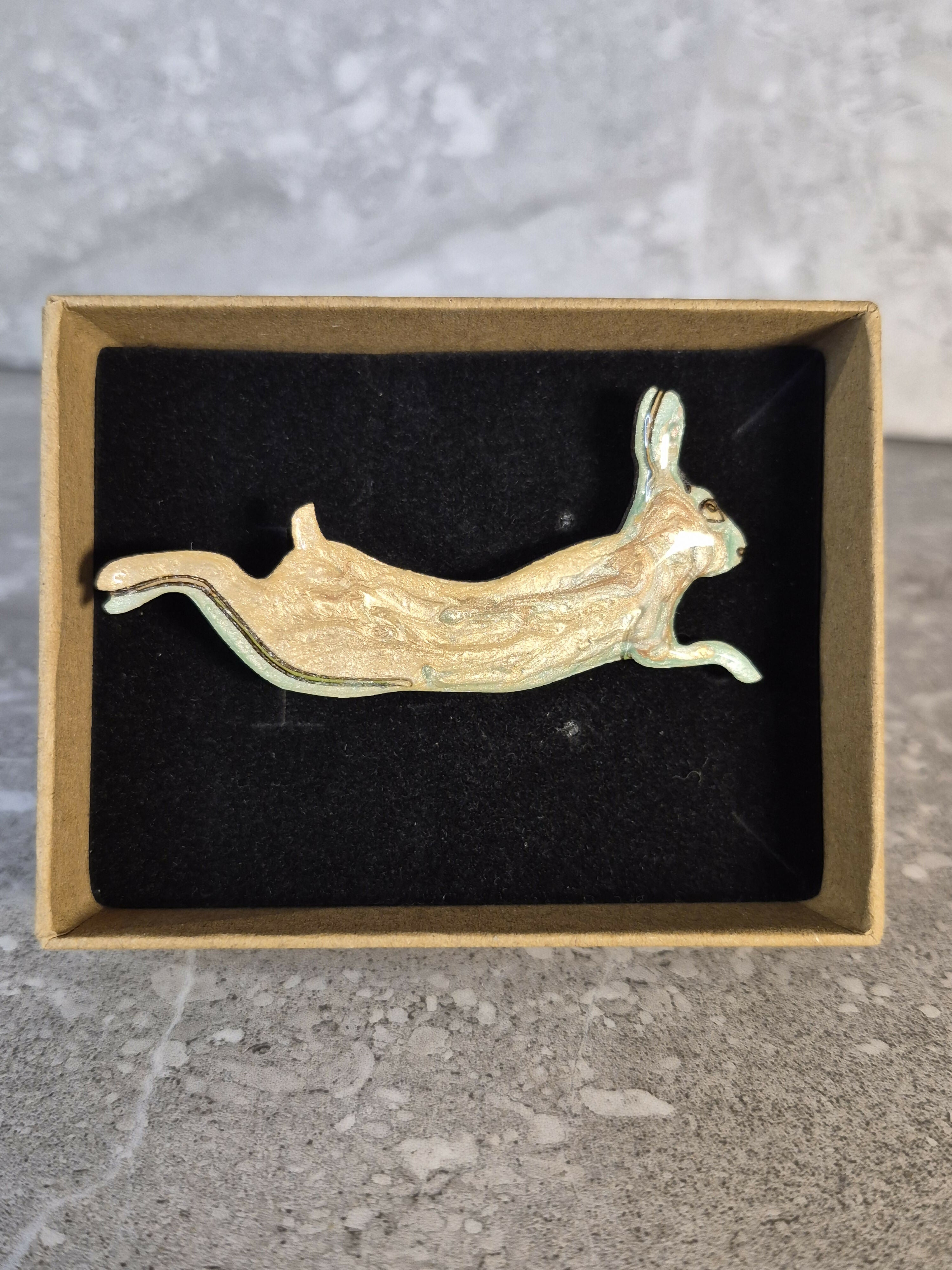 Unique Handcrafted Leaping Hare Pin