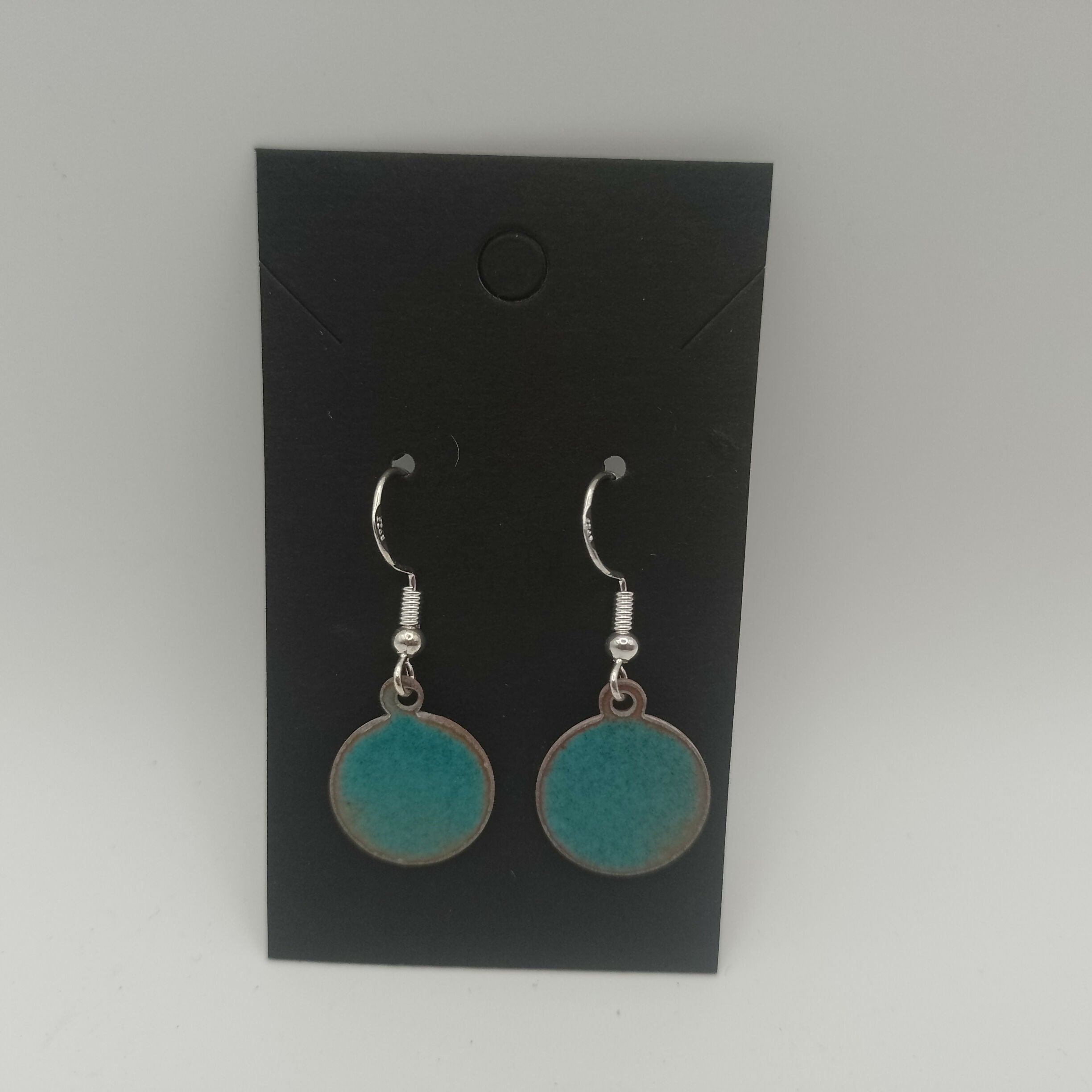 Jade Green Enamel Circle Earrings