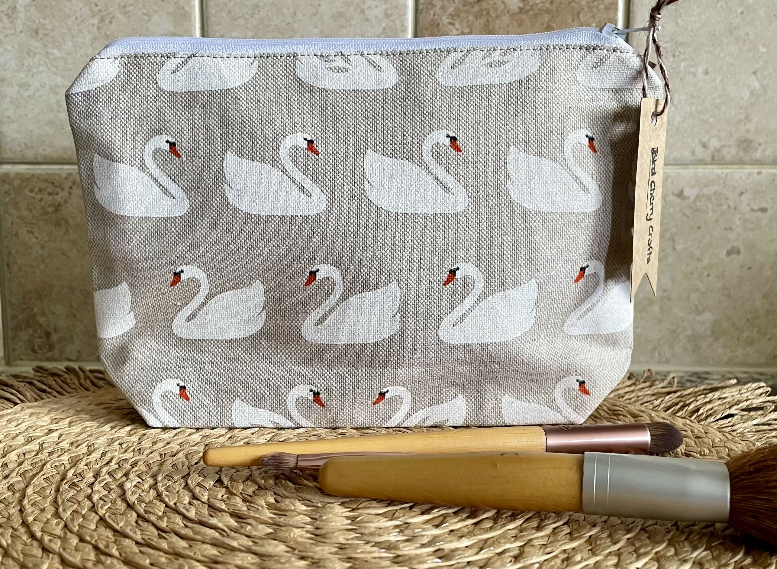 Swan Print Glasses Case/ Makeup Bag