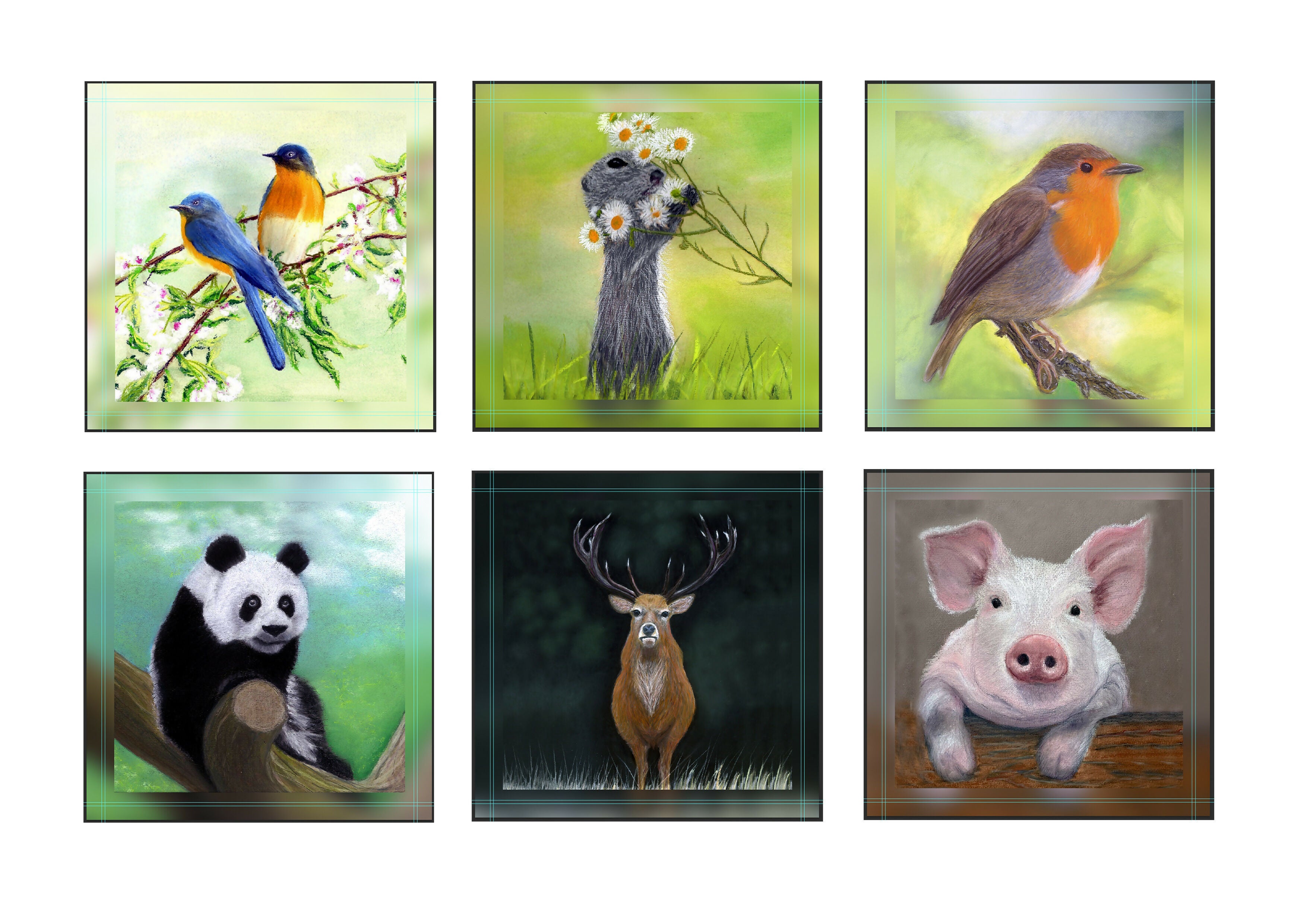 CUTE ANIMAL FRAMED PRINT 7x5in