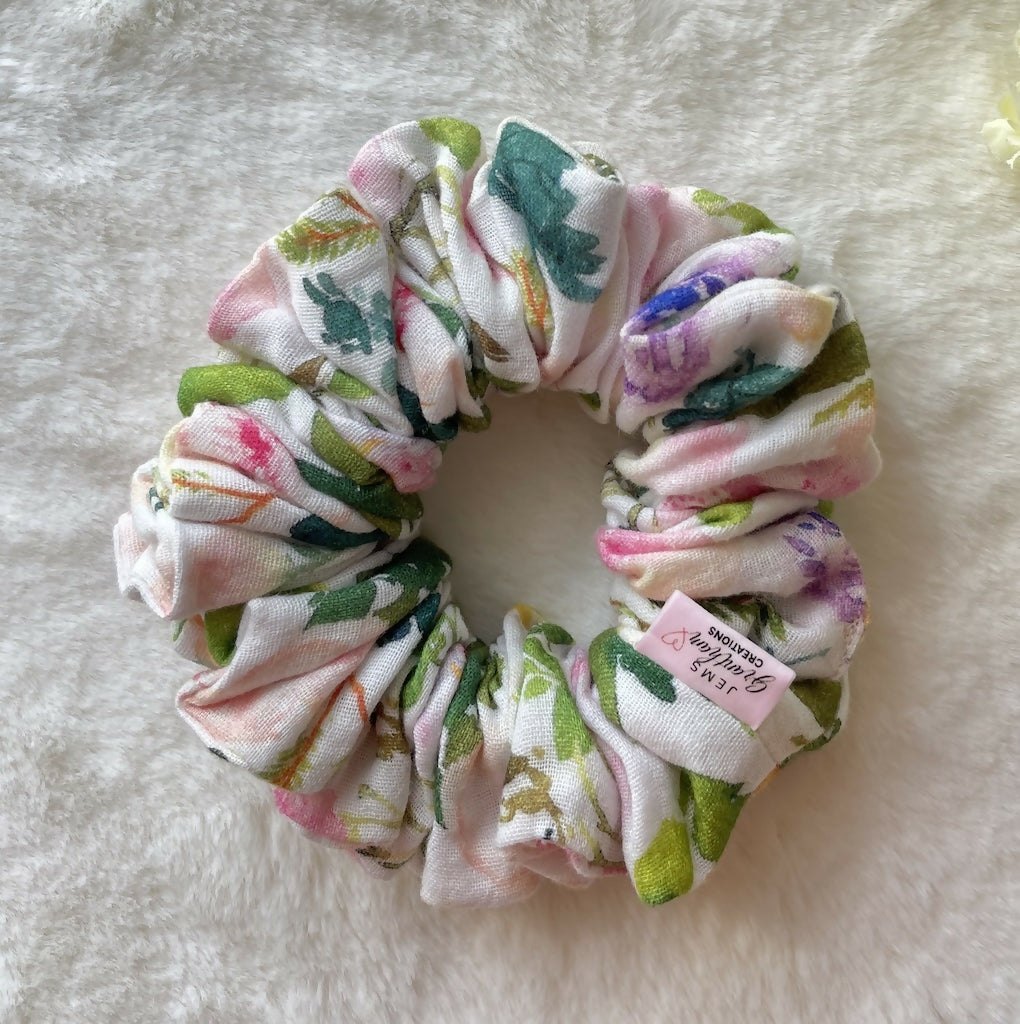 Floral Linen Scrunchies