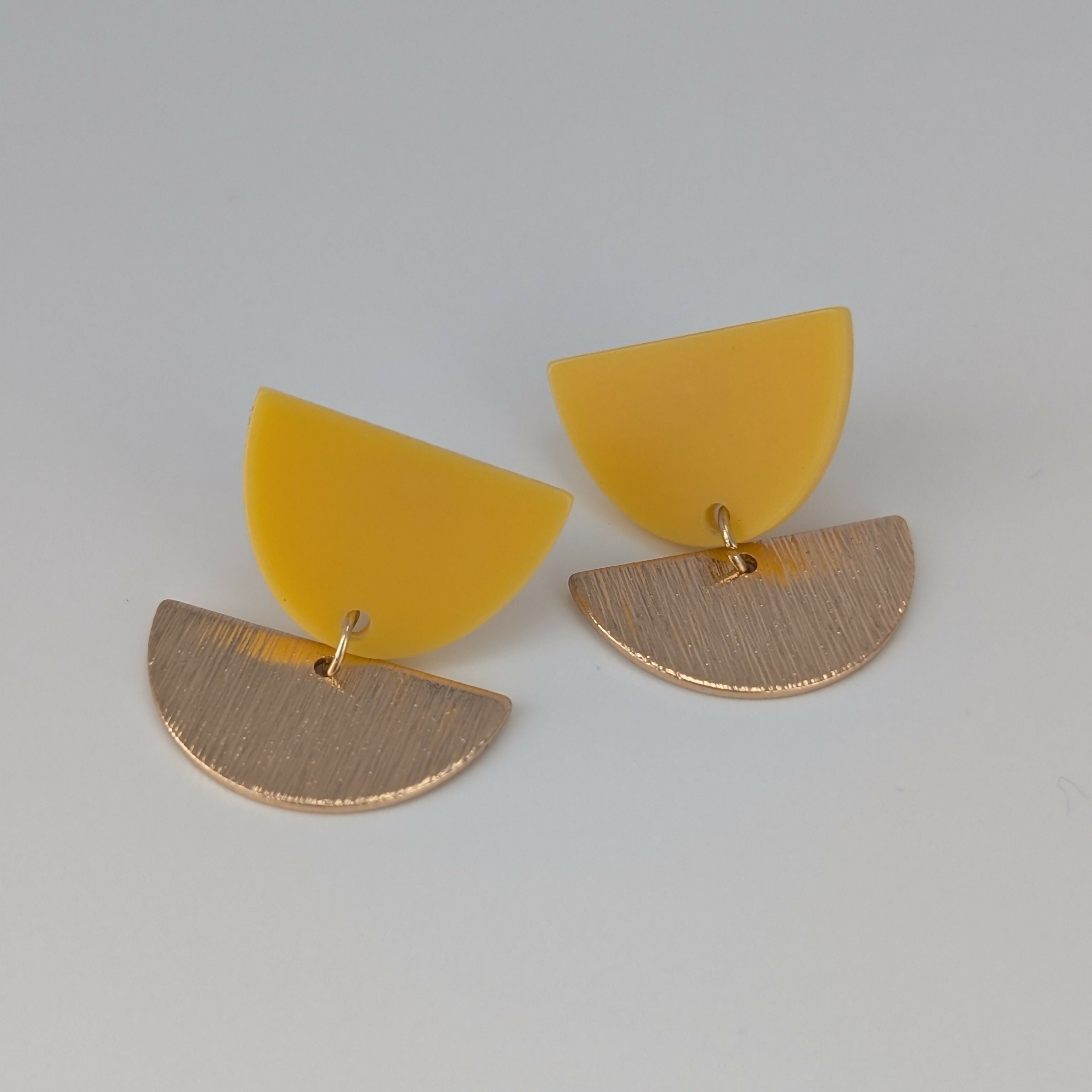 Sunny Yellow Tulip Geometric Earrings in Gold or Silver