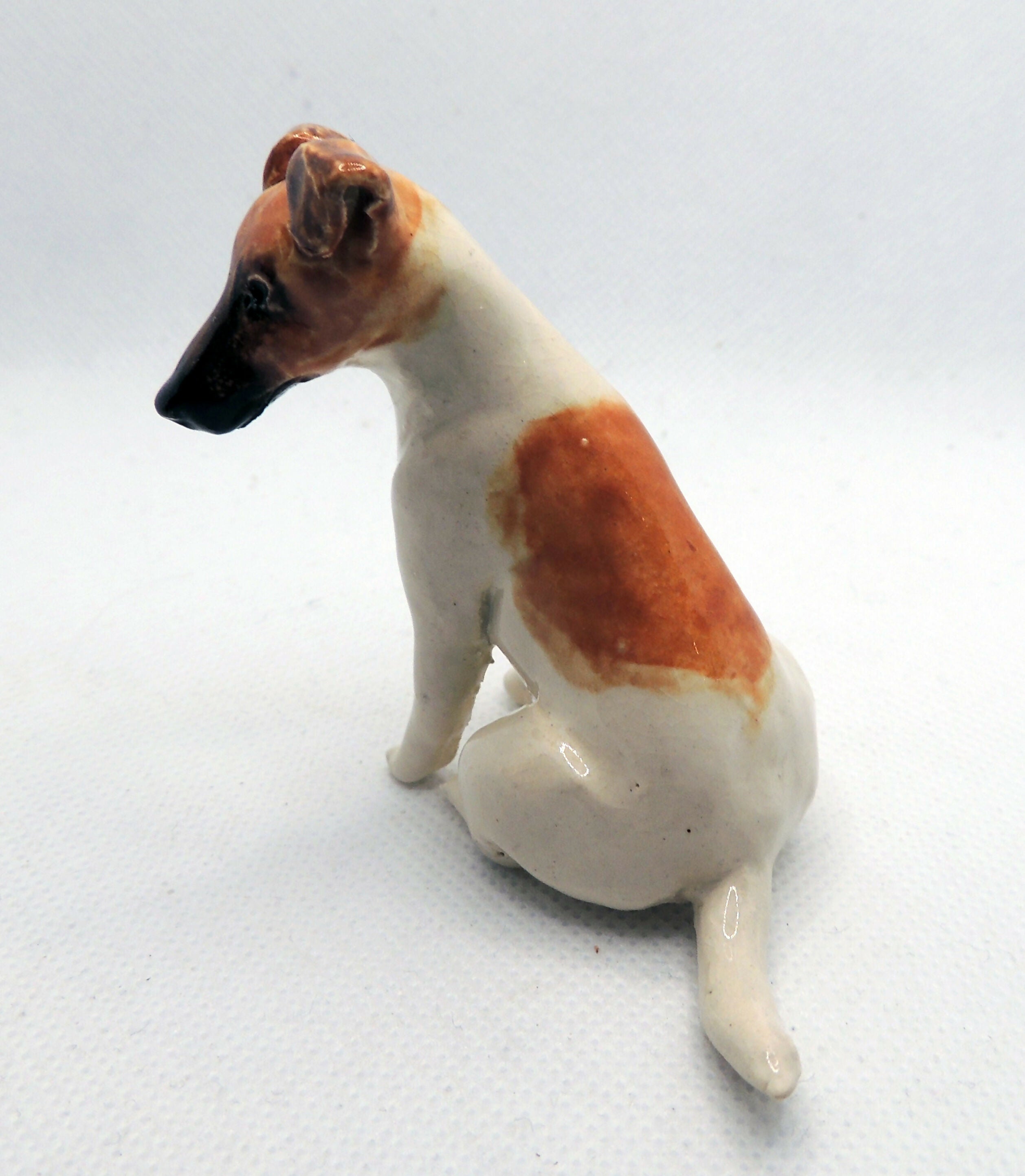 Ceramic smooth fox terrier dog sculpture