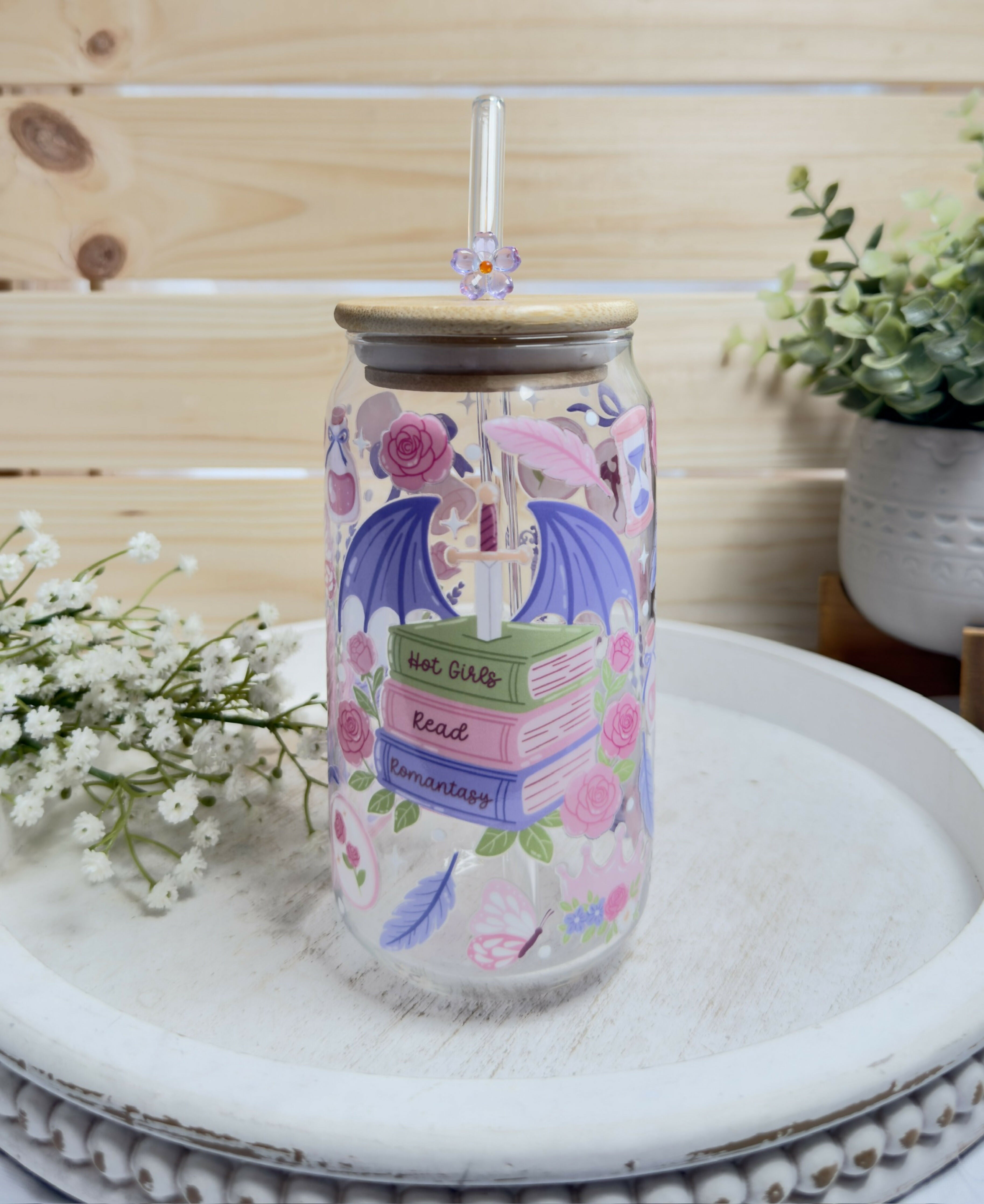 Glass Can Violet Romantasy Bookish Dragon