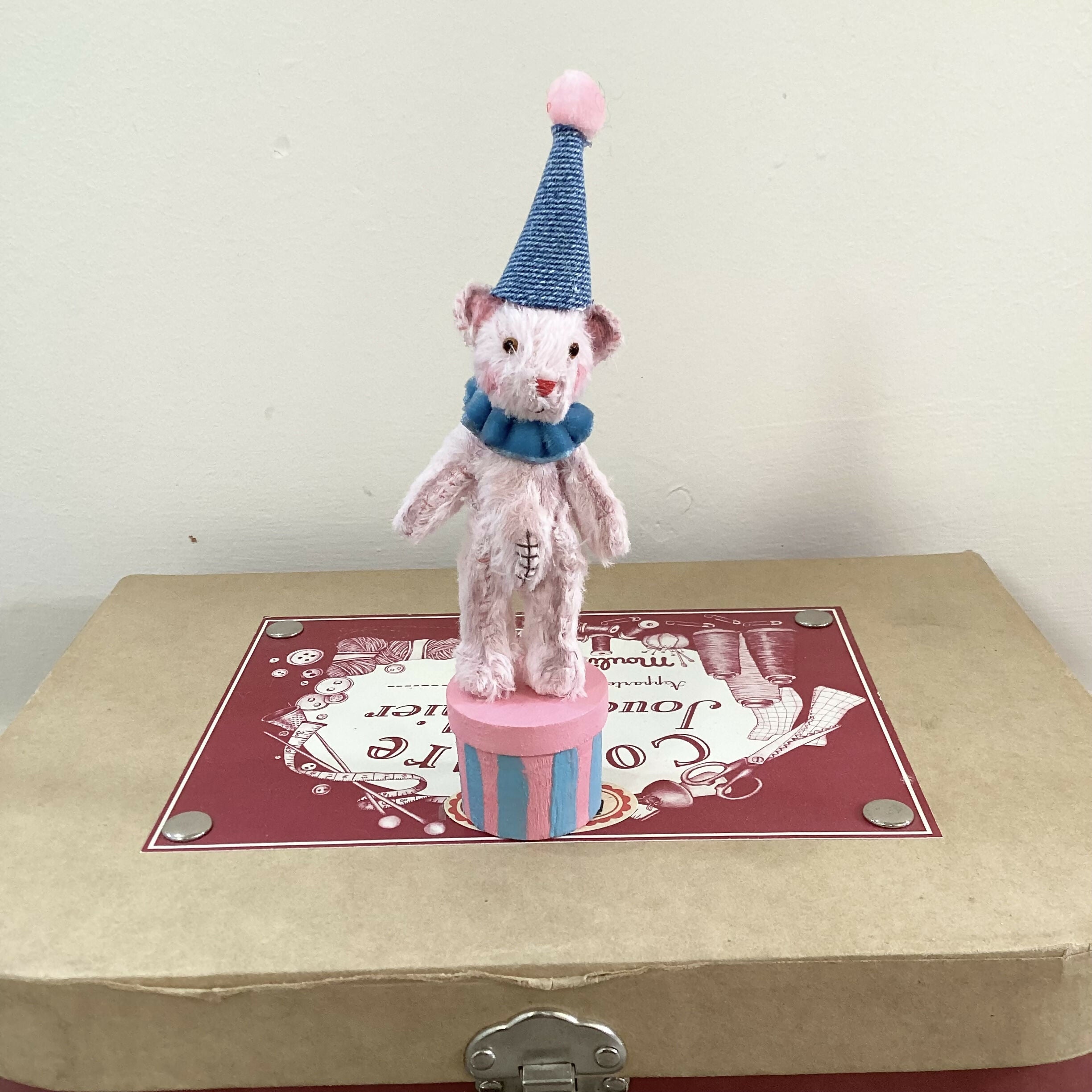 Miniature Teddy Clown Ornament (Pink)