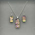 Pink & Orange Raindrop Dichroic Glass Necklace and Earrings Set - Sterling Silver, Handmade by Jade Tapson Glass
