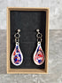 Handcrafted Teardrop Shaped Red, White And Blue Earrings