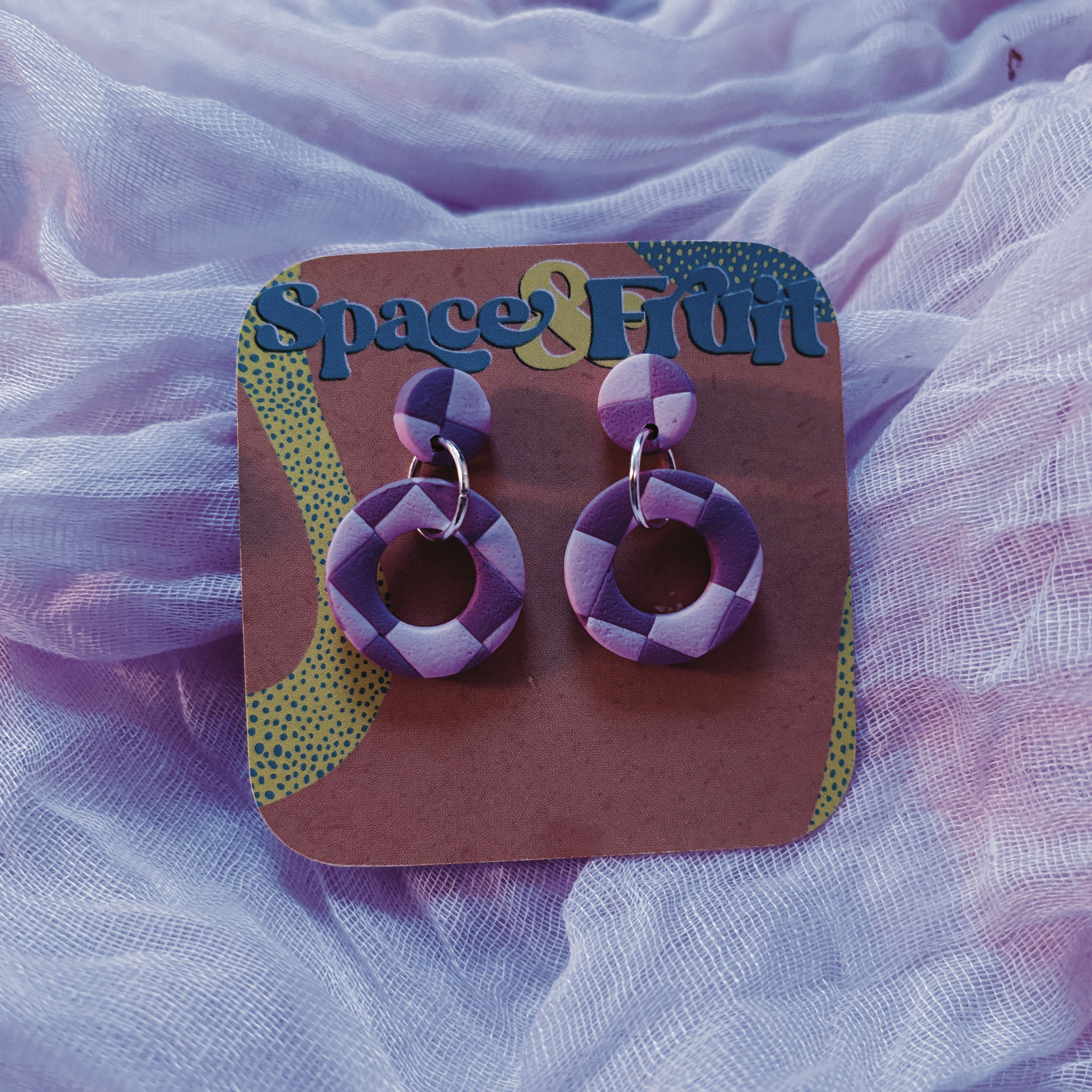 Geometric Hoop Polymer Clay Earrings