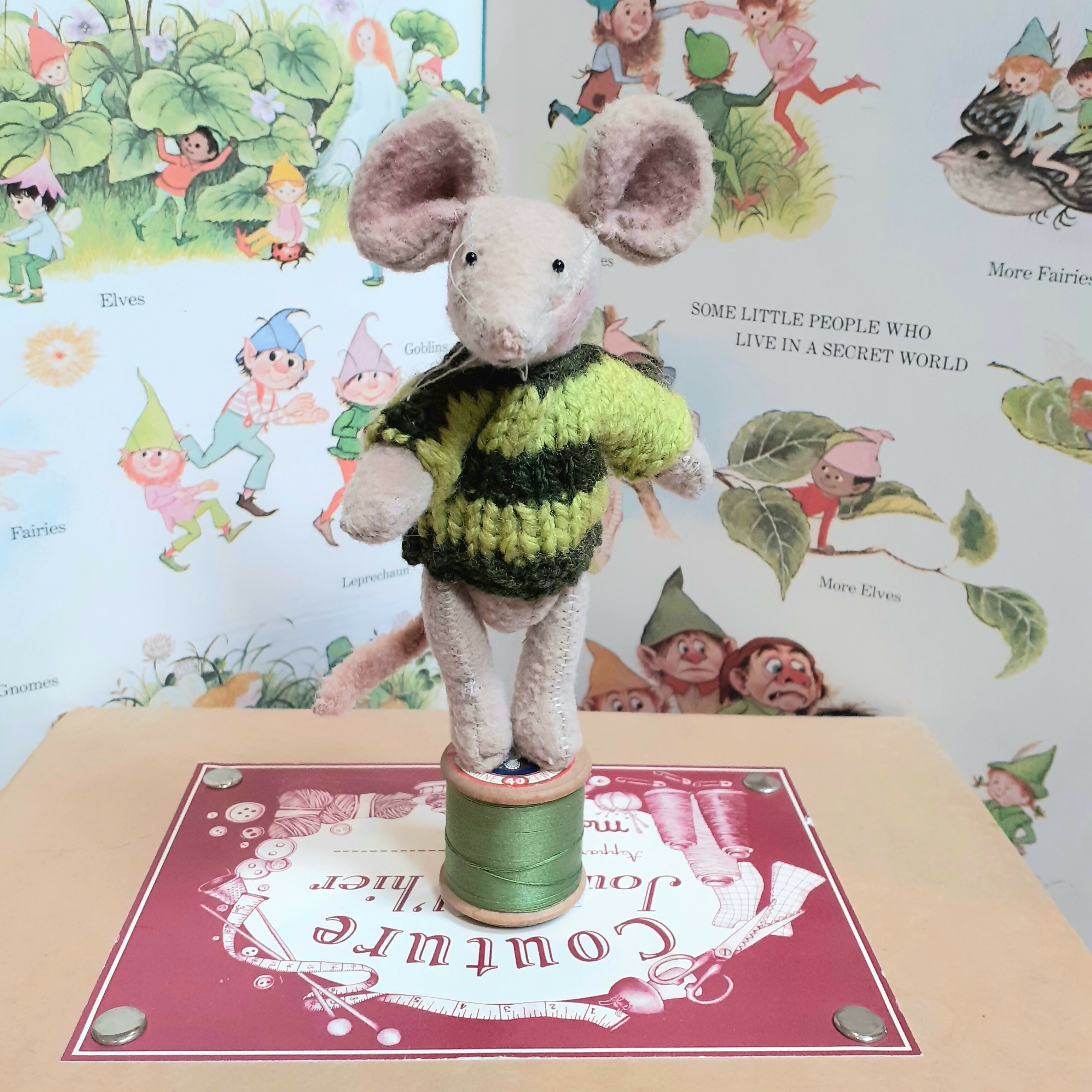 Mouse On Vintage Cotton Reel Ornament