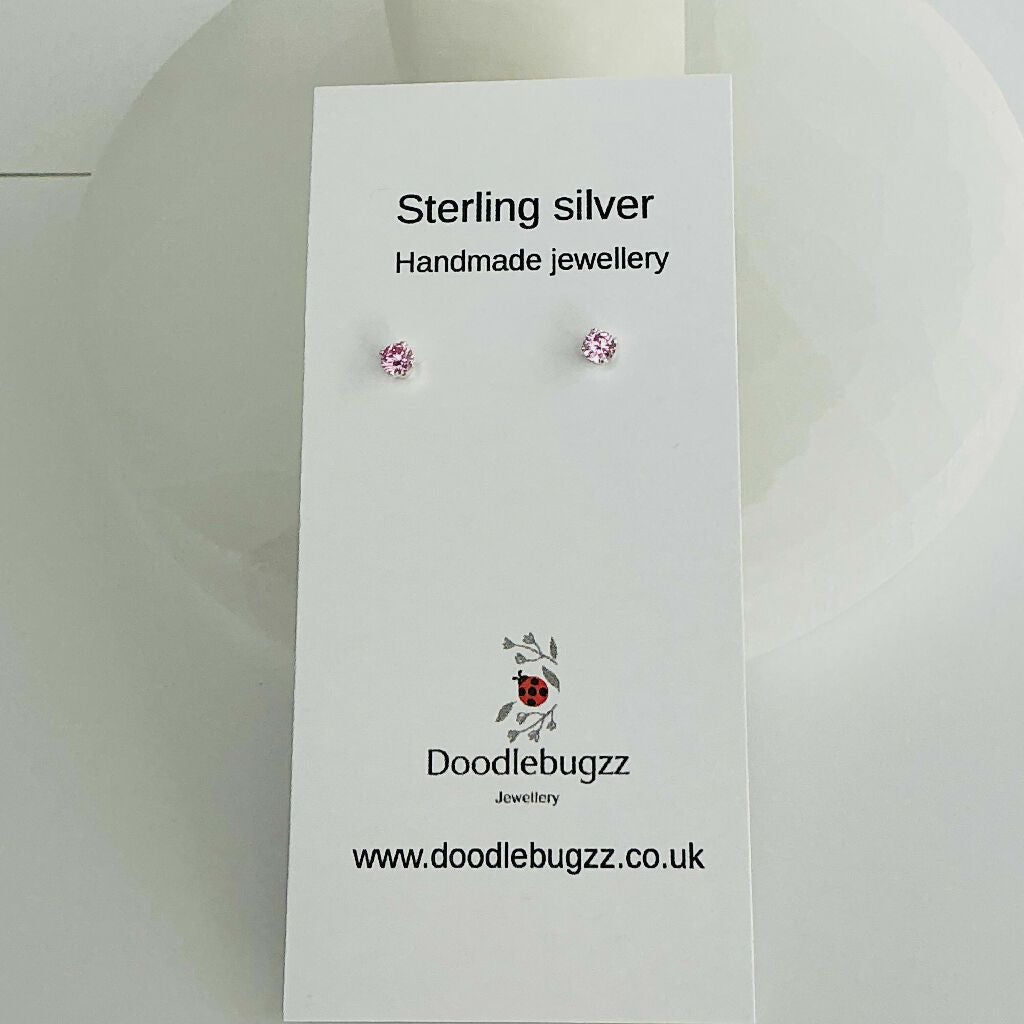 Sterling Silver Cubic Zirconia Stud Earrings 3mm