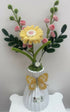 Handmade Chenille Gerbera Vase Arrangement – White Vase