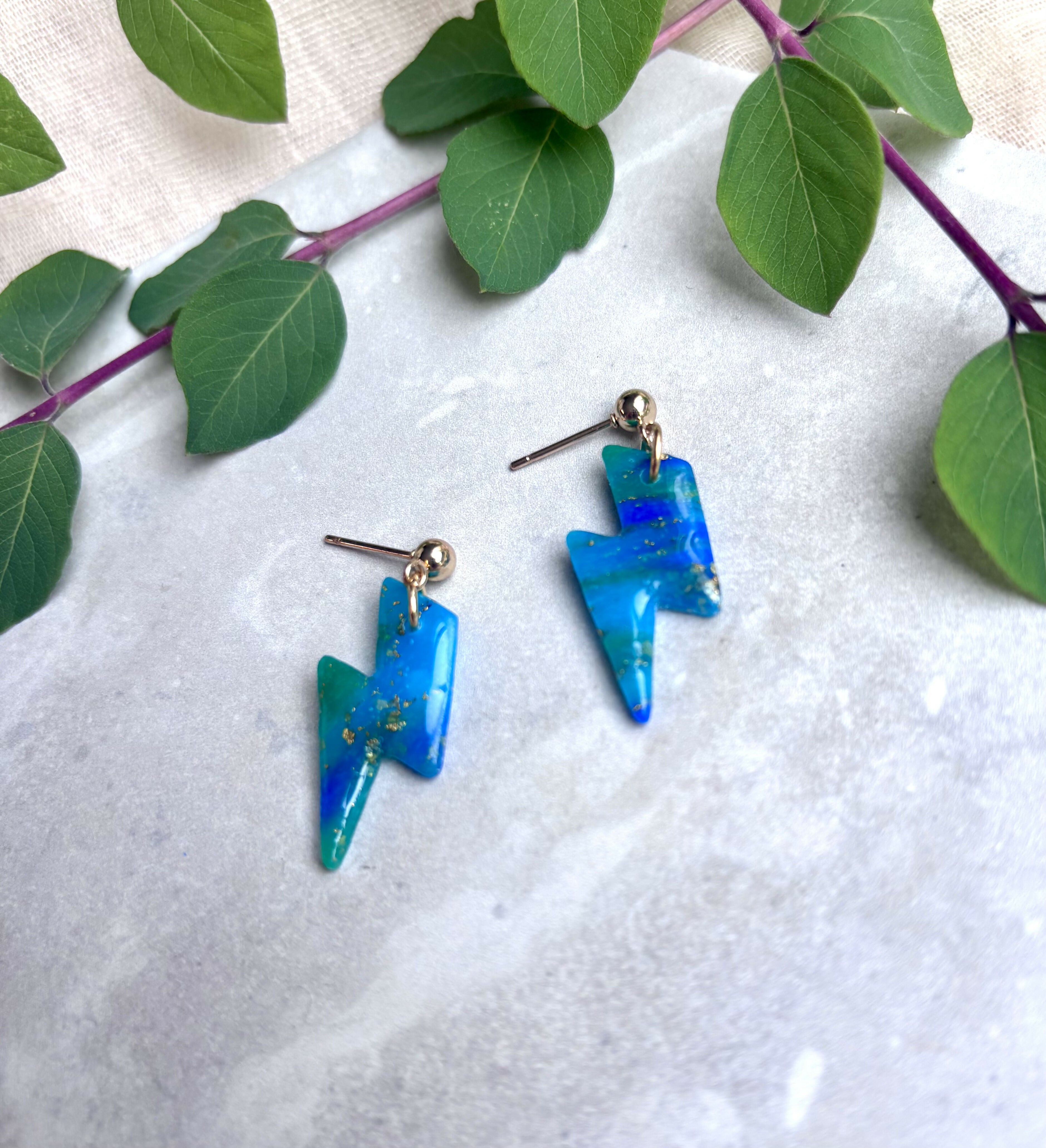 Ocean Dream Collection - Small Lightening Bolts Polymer Clay Earrings