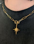 Gold North Star Toggle Necklace on Paperclip Gold Plated Chain