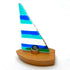 Turquoise Blue/Caribbean Blue Fused Glass Sailing Boat on Solid Oak Base (Small)