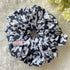 Handmade Scrunchie Navy Blue Cotton white flower print