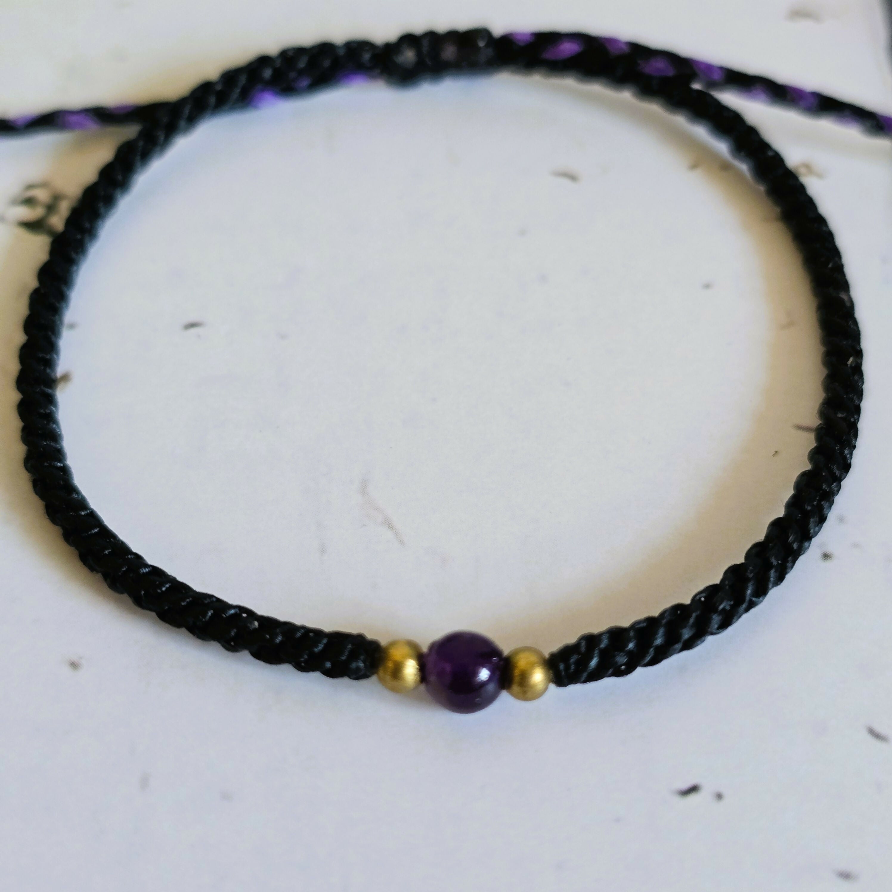 Amethyst Birthstone Bracelet; Single Crystal Macrame Adjustible February Gift Bracelet