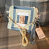 Unique Handcrafted Patchwork Purse Wristie With Crossbody Strap Made From Upcycled Jeans And Animal Print Fabric