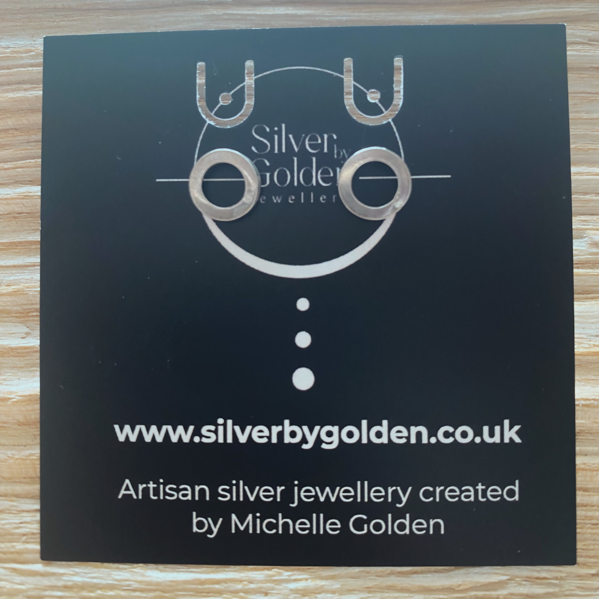 Sterling Silver Small Circle Stud Earrings - Hammered or Plain