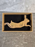Handcrafted Cherry Veneered Leaping Hare Pin