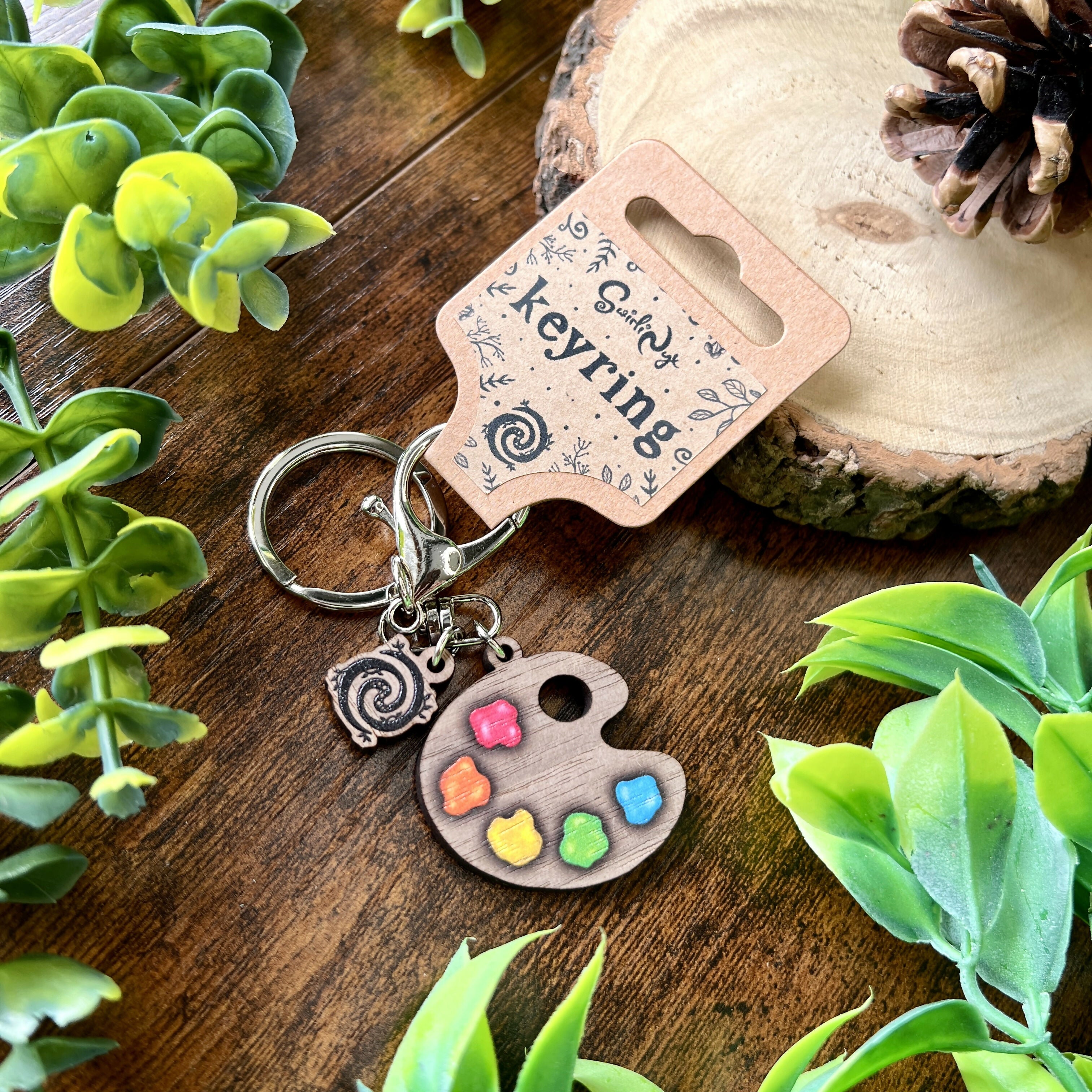 Classic Palette Keyring | Wooden Accessory | Art & Soul