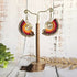 Sunset Macrame Earrings; Golden Spiral Knotted Cord Boho Red Orange Yellow Earrings