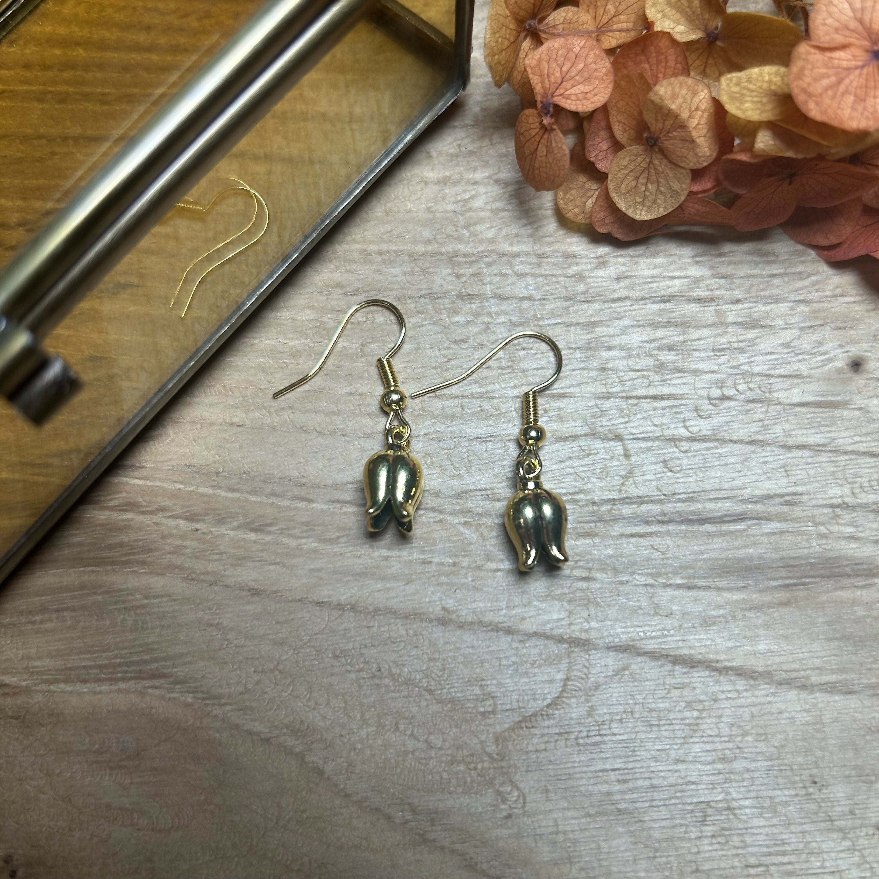 Lovely Gold Plated Flower Bud Earrings