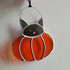 Glass Cat in Pumpkin Hanging Decoration