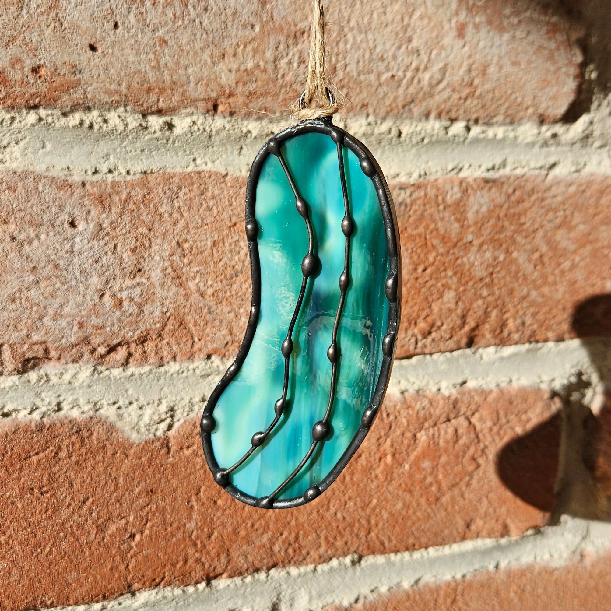 Mottled Green Pickle Stained Glass Decoration