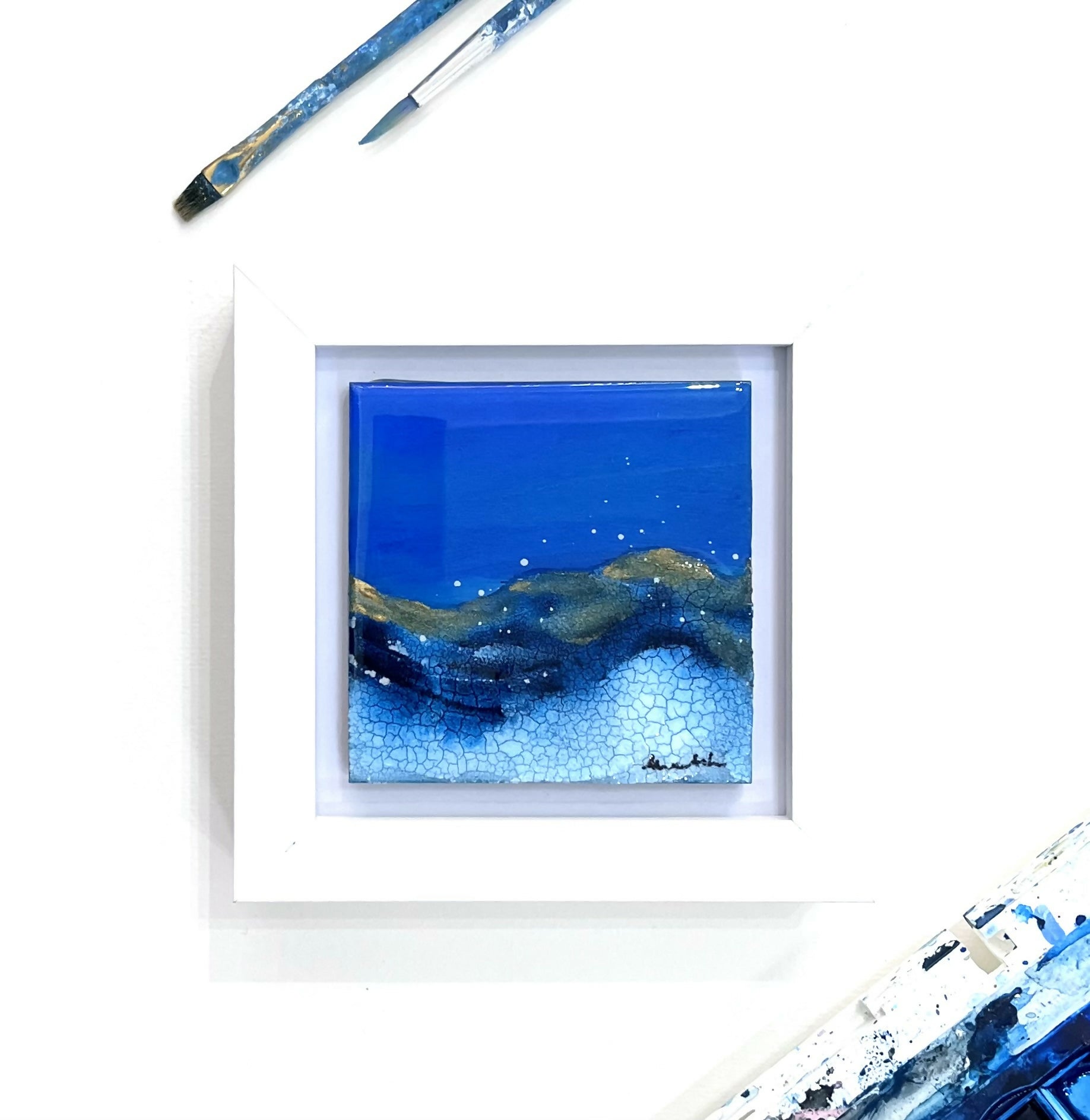 Mini Crackle Glazed Original Artwork Framed