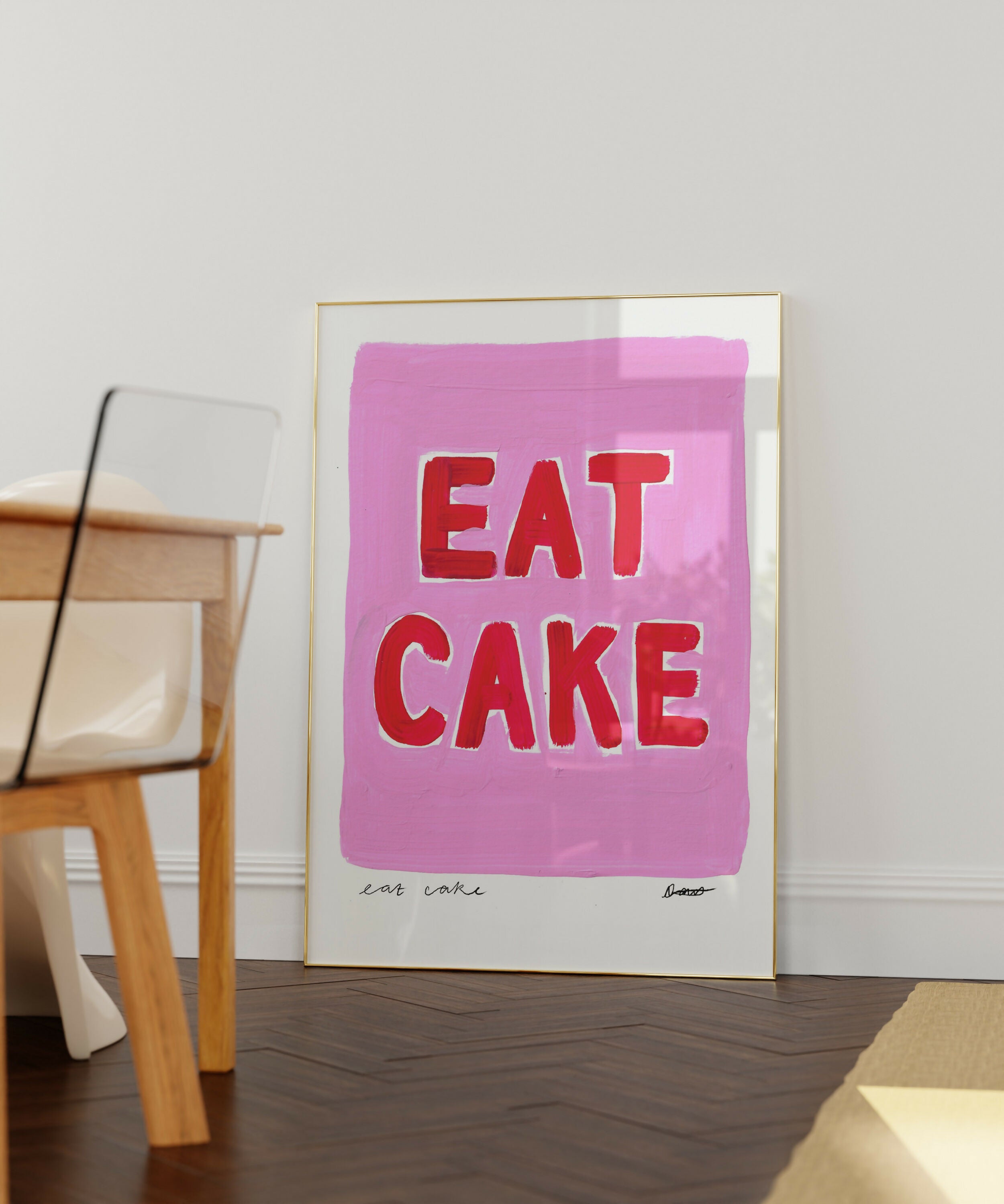 Eat Cake Pink Hand Painted Art Print
