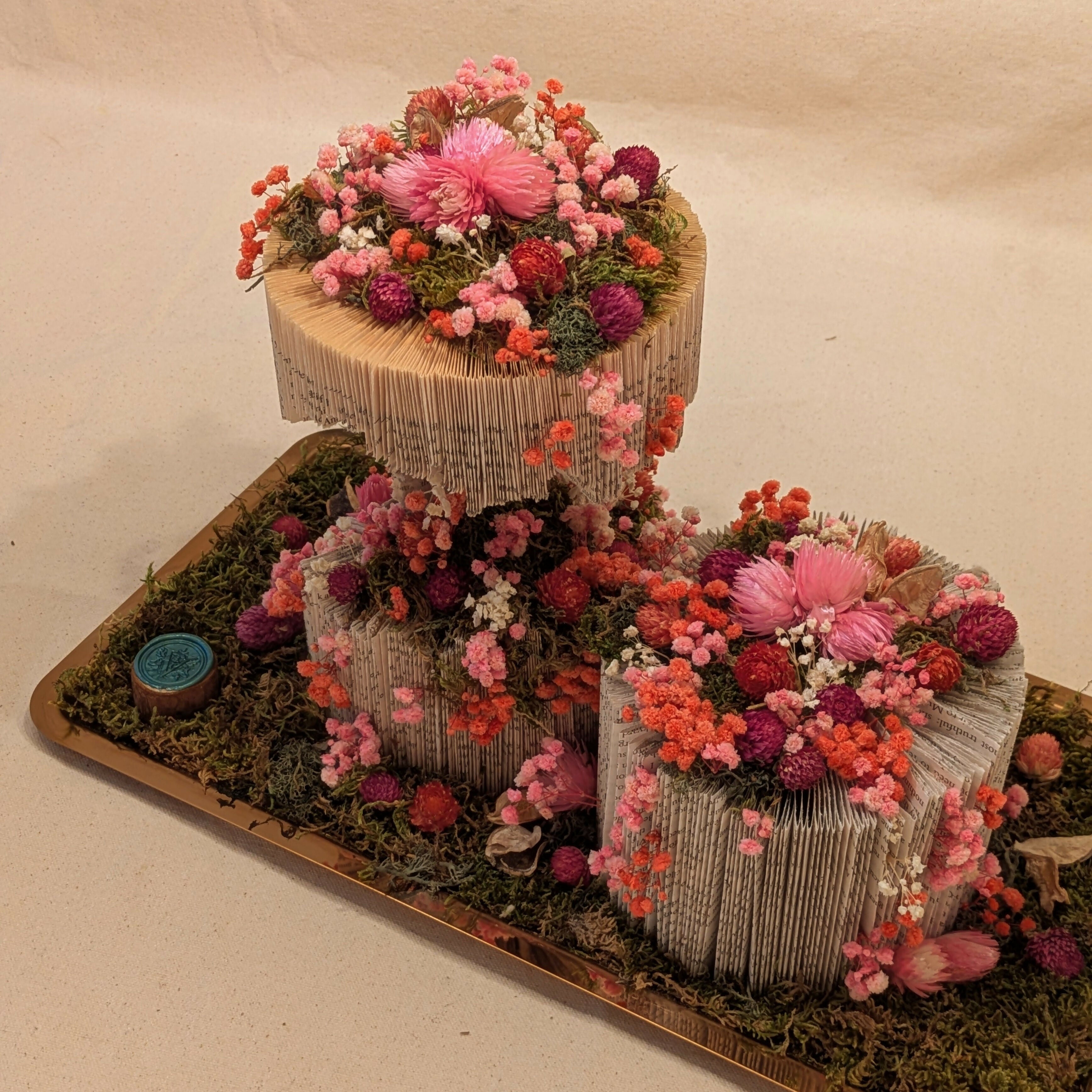 Pink & Purple Floral Arrangement on Copper Tray