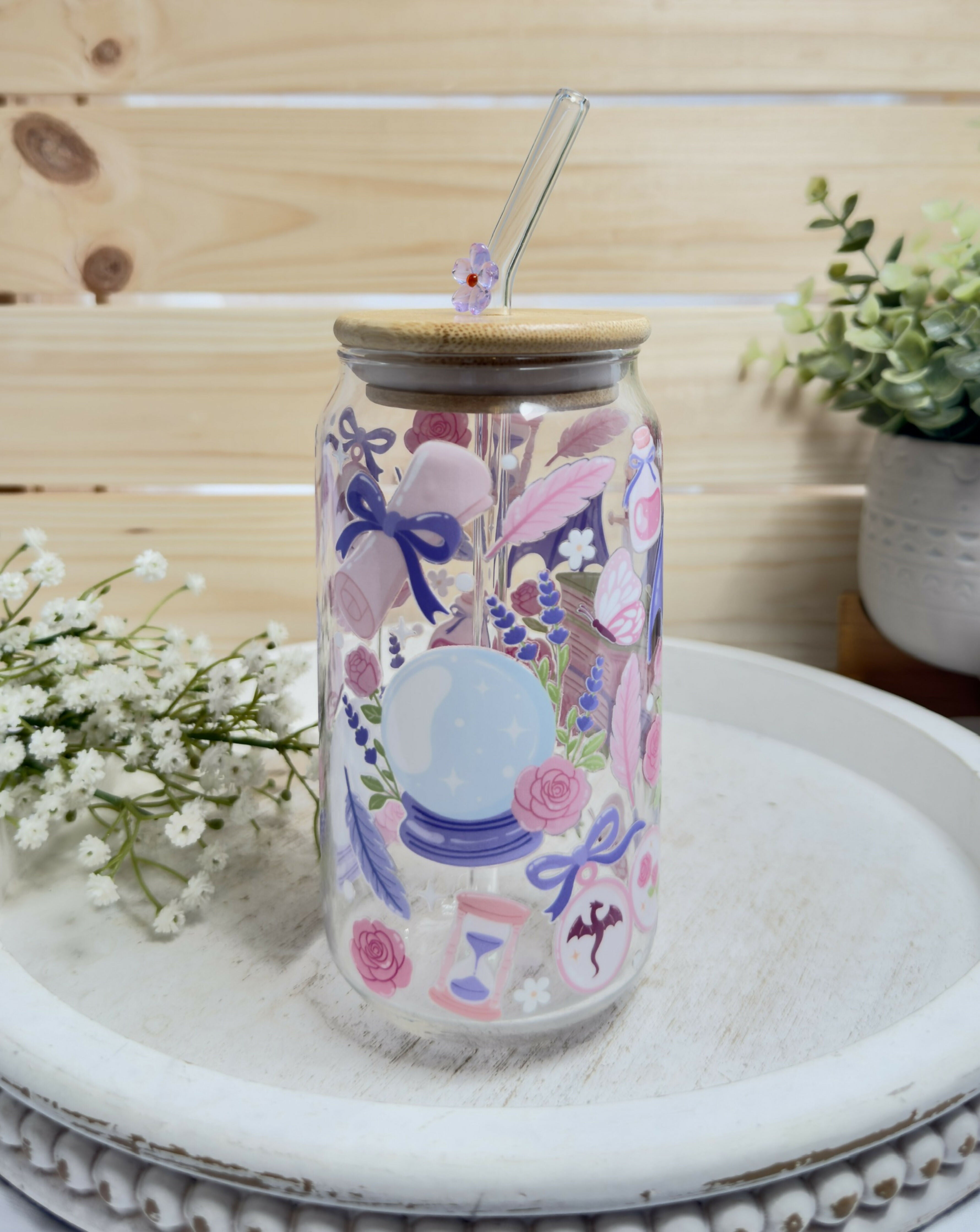 Glass Can Violet Romantasy Bookish Dragon