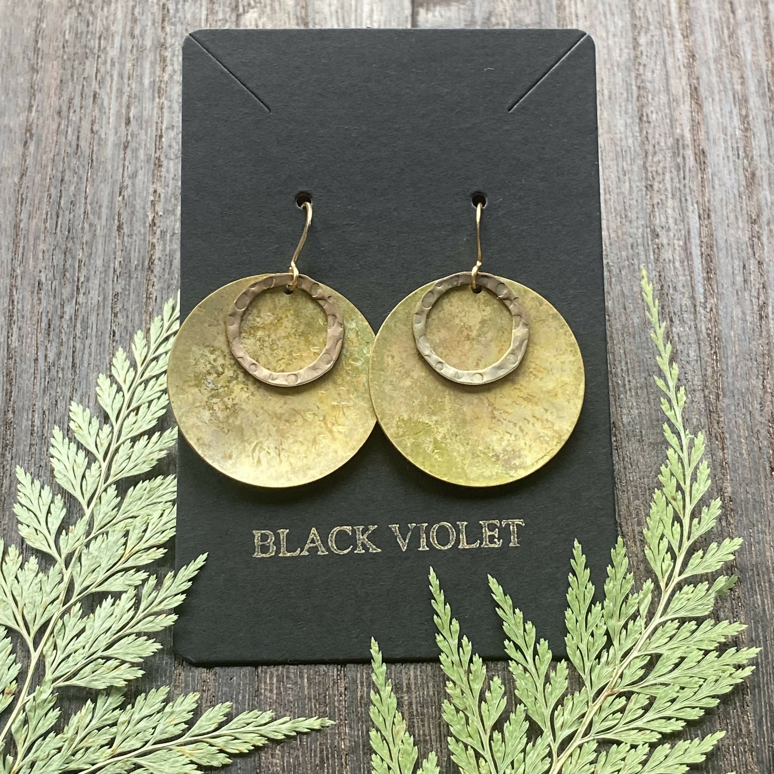 AGED BRASS CIRCLE EARRINGS