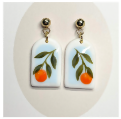 Polymer Clay Earrings With Gold Plated Fastenings