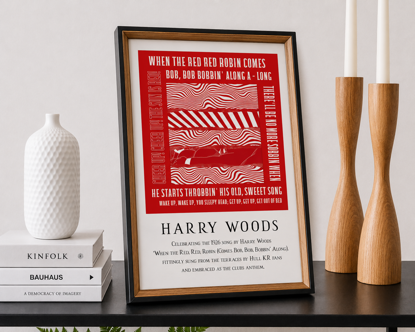 Hull KR Art Print RED RED ROBIN LYRICS Design in Red