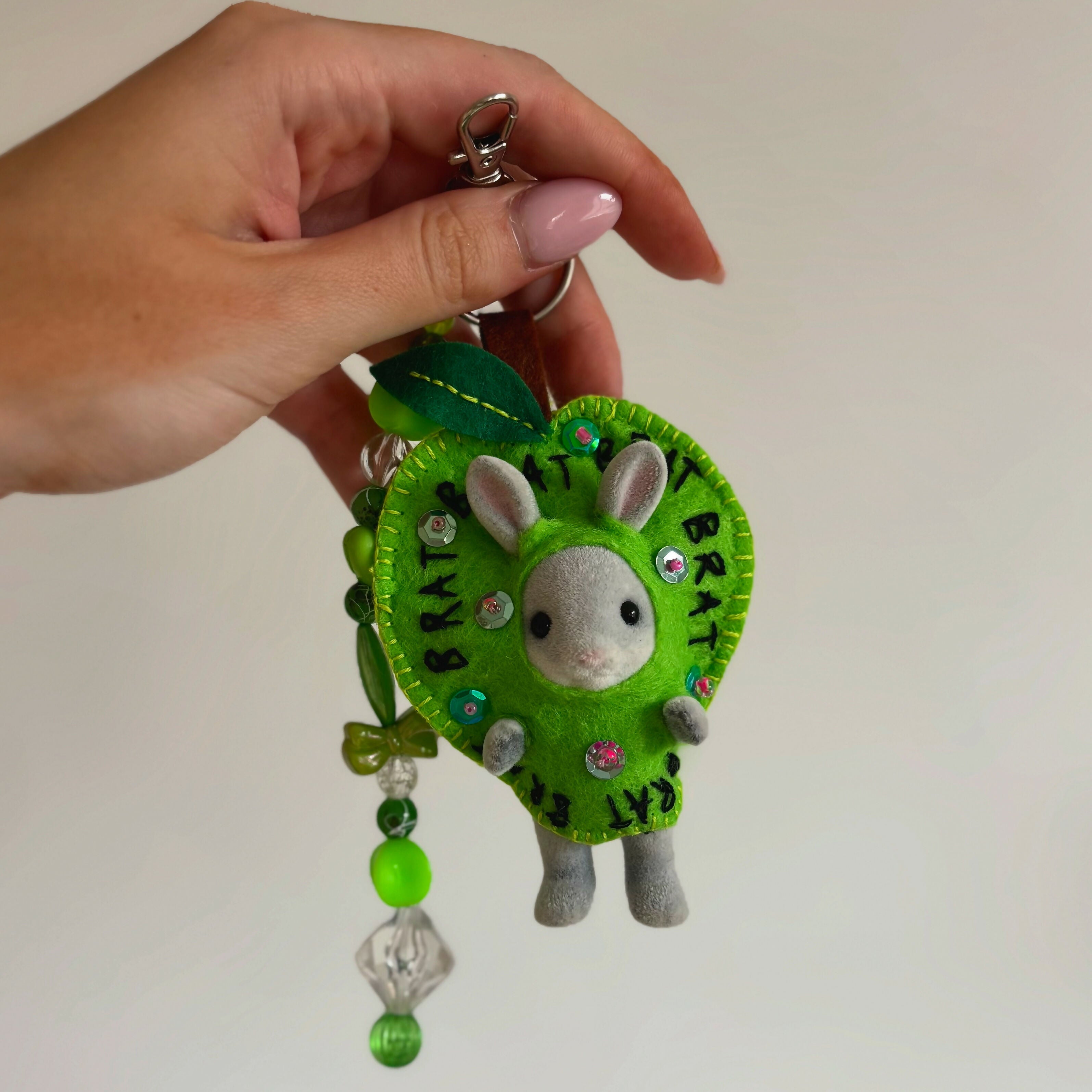Apple Bunny (BRAT) Felt Keyring