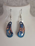 Handcrafted Teardrop Shaped Blue, Cyan And Salmon Pink Earrings