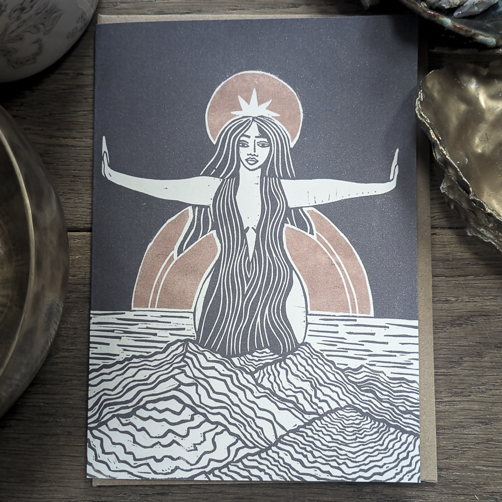 GODDESS SOPHIA LINOCUT GREETING CARD
