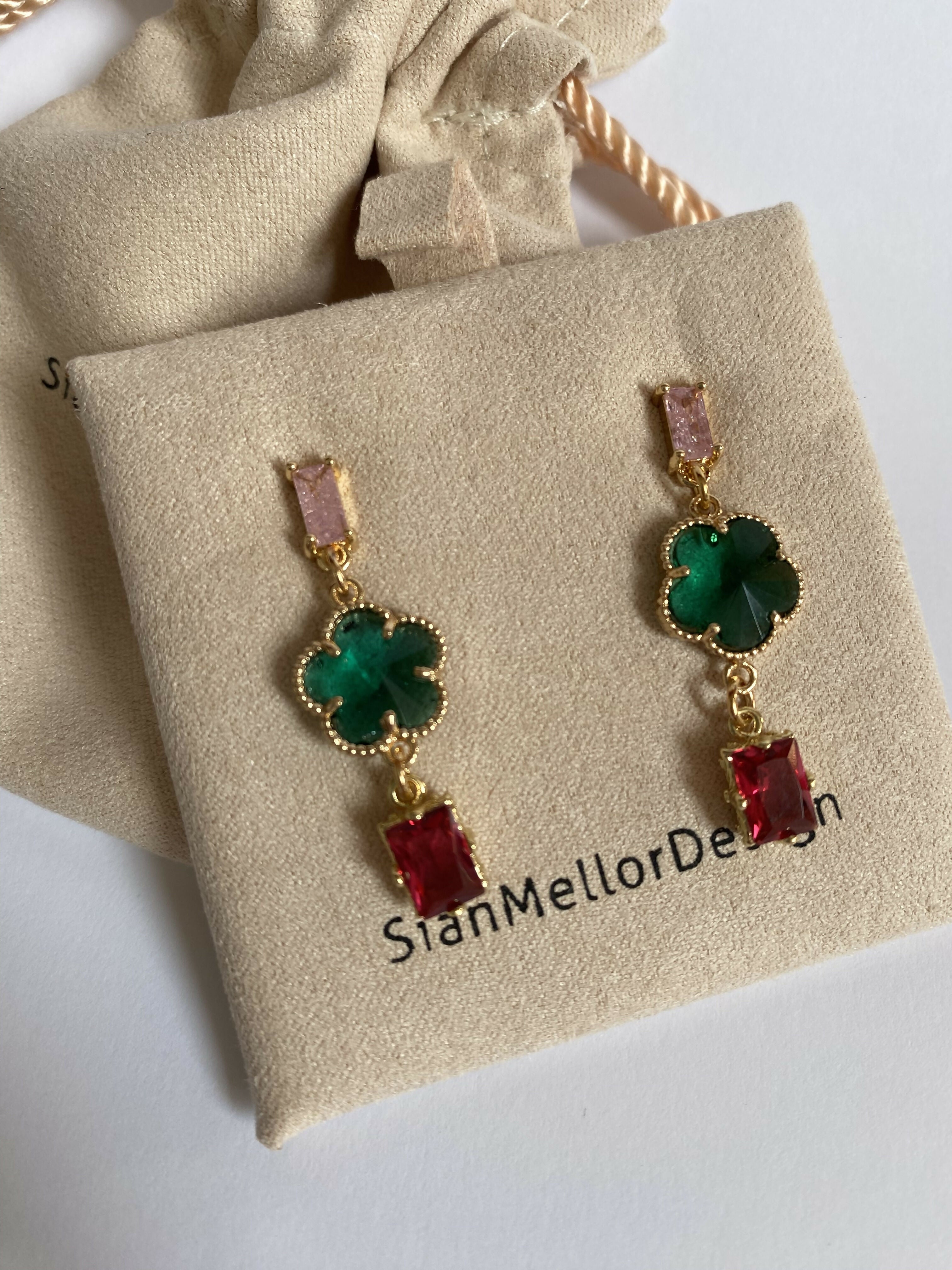 Colourful 3 tier dangle earrings