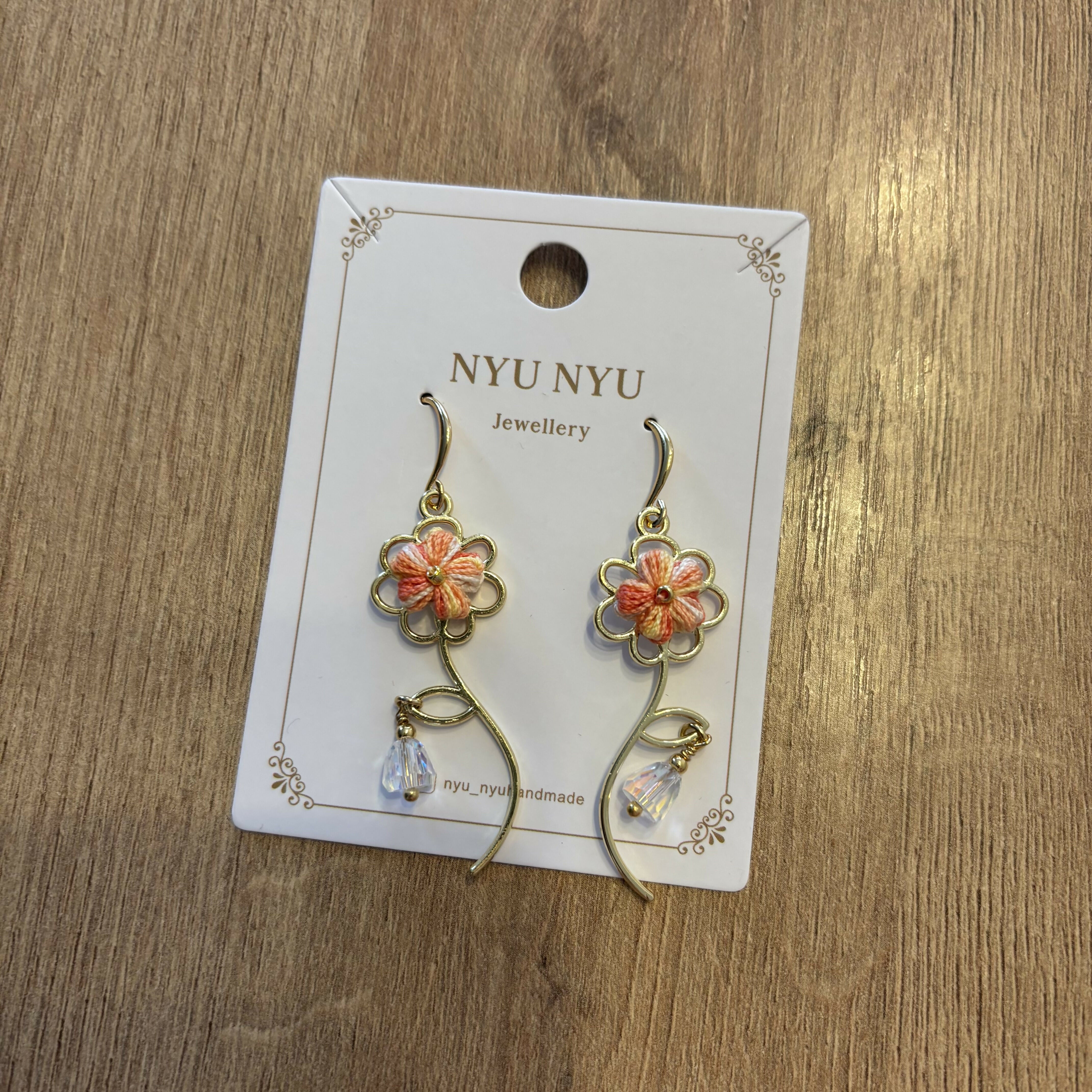 Micro Crochet Flower Dangles Earrings