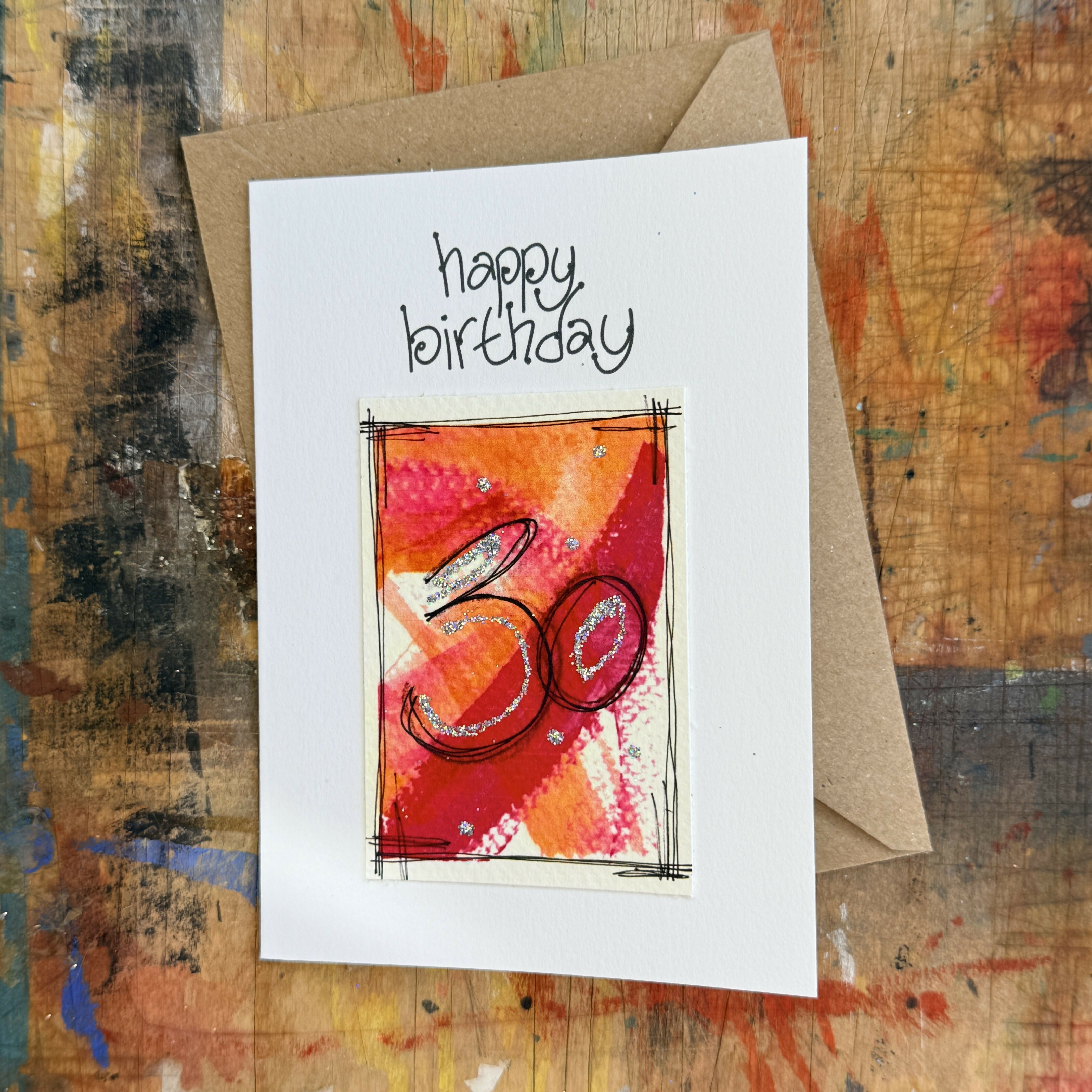 Abstract Sparkle 30th Birthday Card in Pink