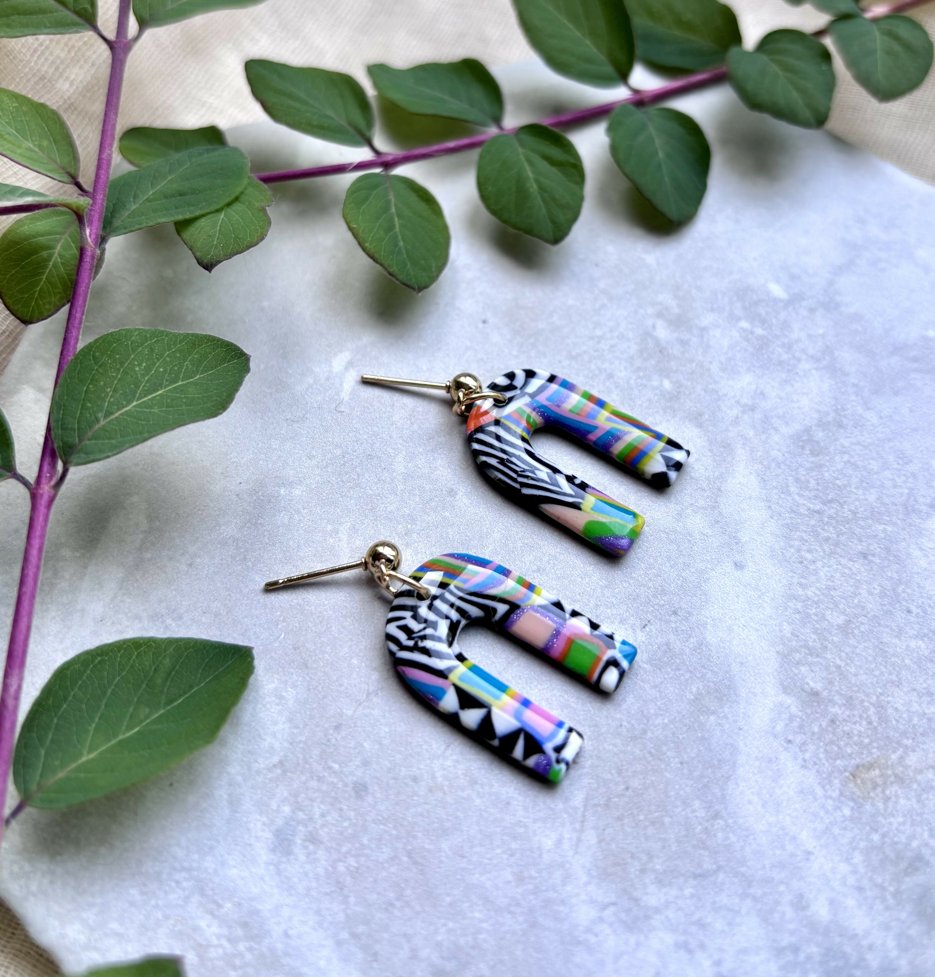 Funky Pattern Collection - Arch Polymer Clay Earrings