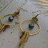 Black Pearl Gold Wire Earrings; Freshwater Baroque Natural Pearl Hammered Brass wire Hoop Dangly Earrings