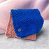 LARGE COSY CHUNKY SCARF - ELECTRIC BLUE & PINK SALMON