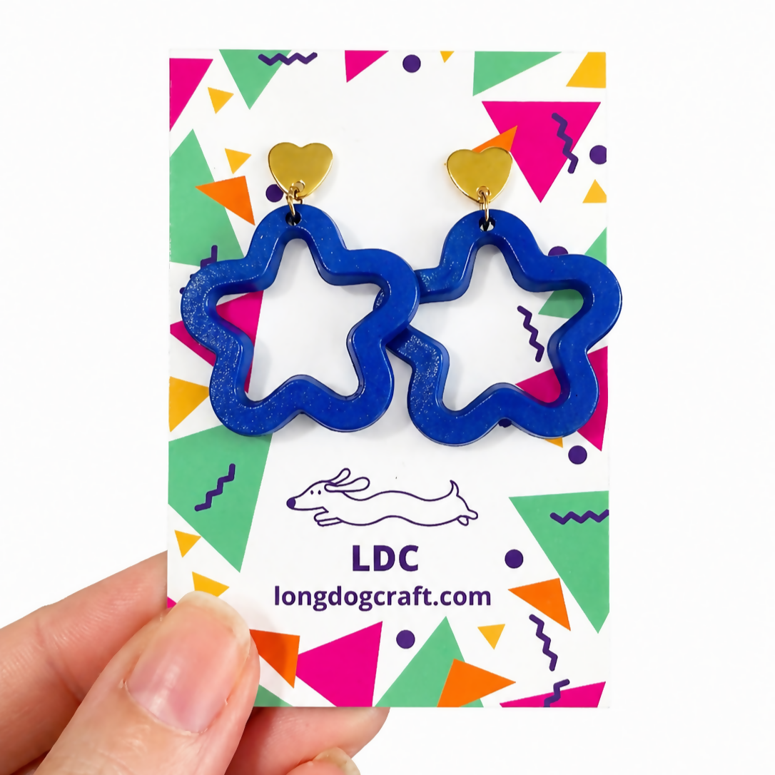 Acrylic Star Drop Stud Solid Dark Blue