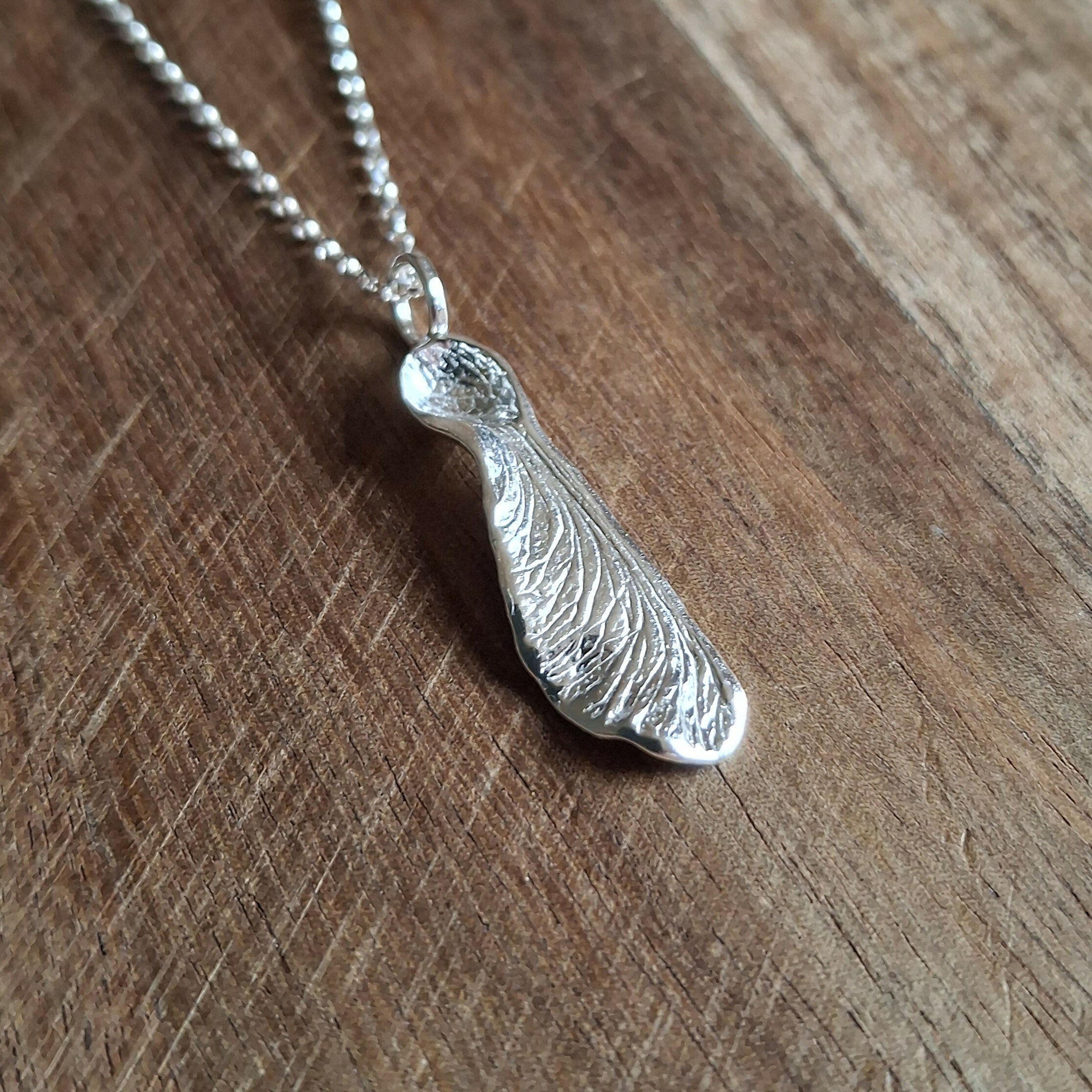 Handmade Real Helicopter Seed Silver Necklace