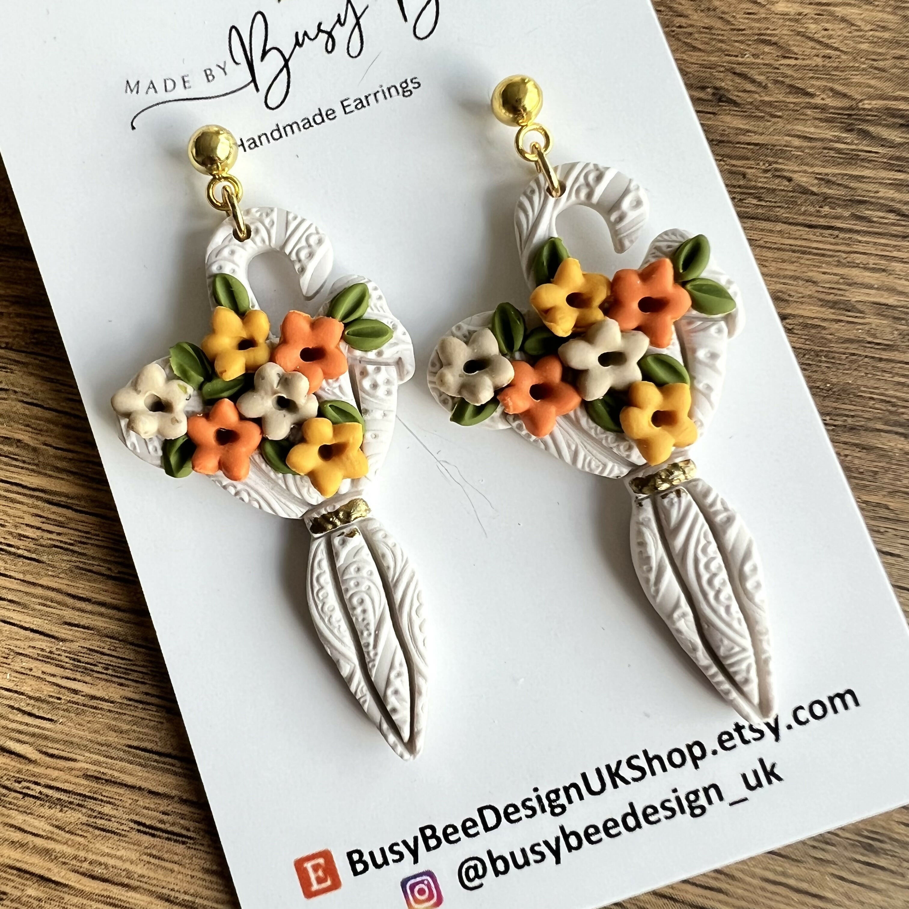 Autumn Polymer Clay Earrings, Dainty Handmade Dangles